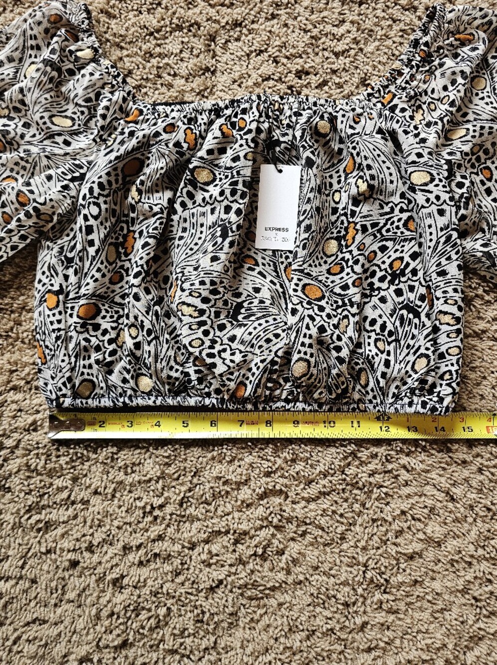 Express X Rachel Zoe NWT Print Top Cropped Sz Med - Picture 8 of 12